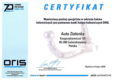 Autozielonka - partner firmy ORIS